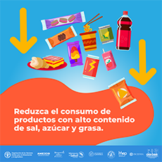 Reduzca el consumo de productos con alto contenido de sal, azúcar y grasa.