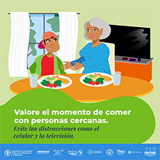 Valore el momento de comer con personas cercanas.