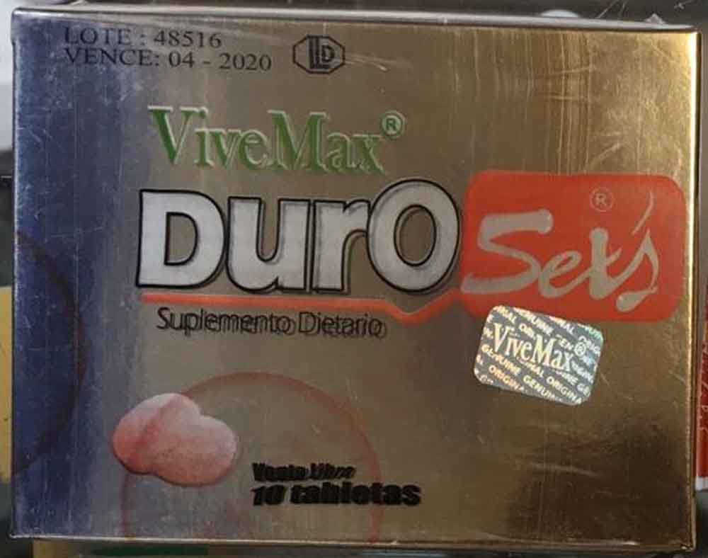 Alerta Sanitaria: productos sin registro sanitario: VIVEMAX DURO SEX`S Y MEGA GOLD 36