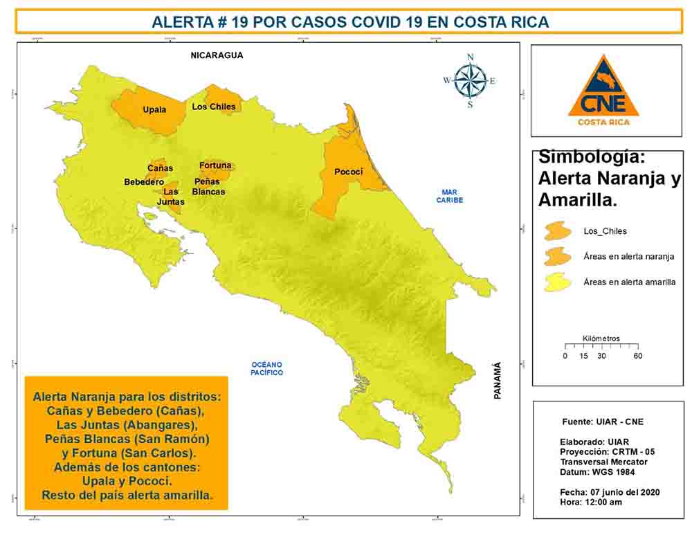 Distrito de La Fortuna en San Carlos y los cantones de Pococí y Upala se suman a la lista de alerta naranja 
