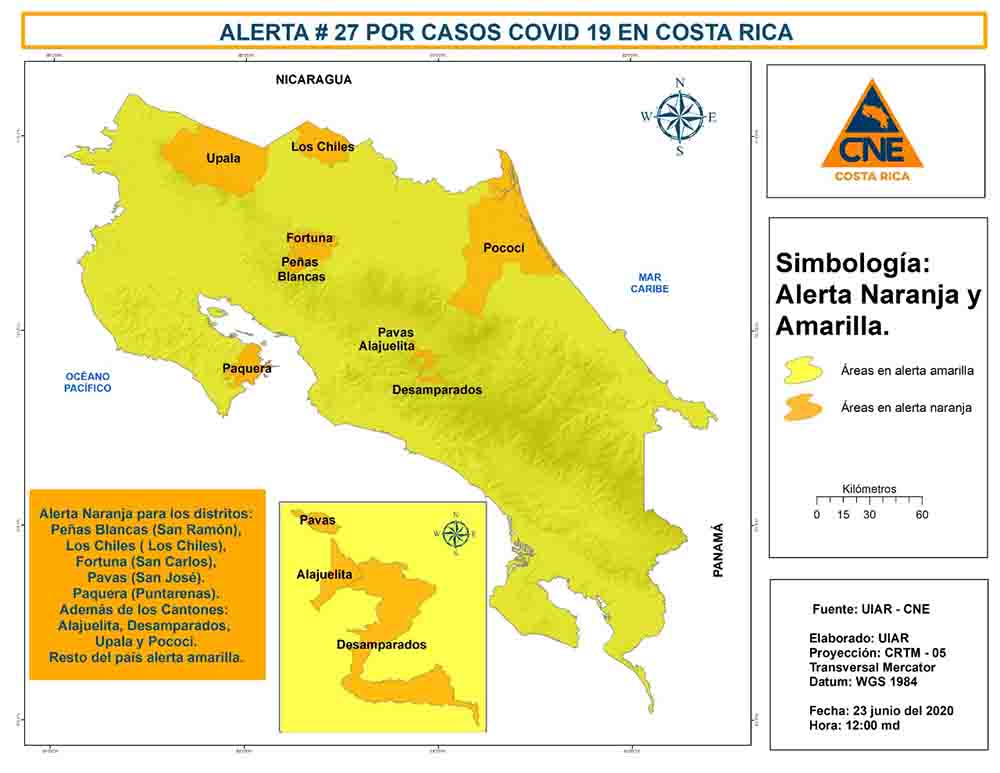 Pavas se suma a la lista de distritos con alerta naranja