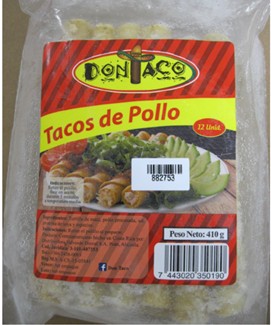 Advertencia Sanitaria Sobre presencia de Listeria Monocytogenes en Tacos De Pollo Congelados, Marca DON TACO