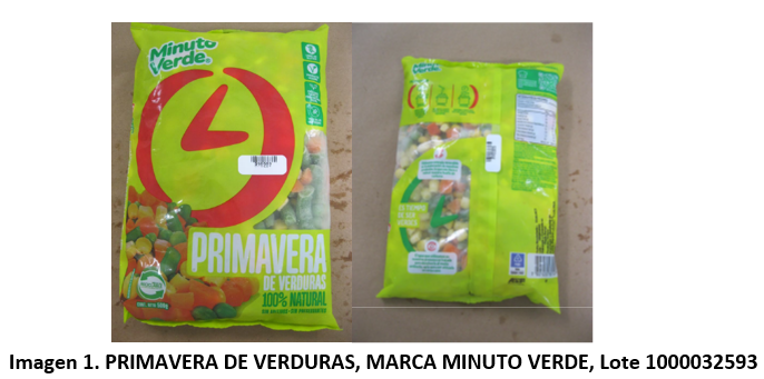 Advertencia Sanitaria Sobre presencia de Listeria Monocytogenes en primavera de Vegetales Congelados, Marca Minuto Verde