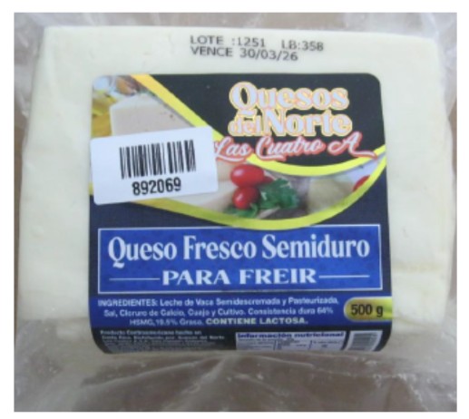 Advertencia Sanitaria Presencia De Staphylococcus Aureus En El Lote 1251 Del Queso Fresco Semiduro Para Freir, Marca Quesos Del Norte Las Cuatro A